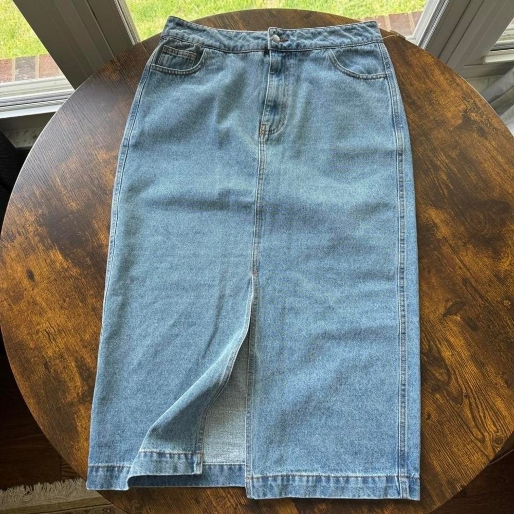 Velvet Heart Women's Denim Midi Skirt Paulina High Rise Blue Size L